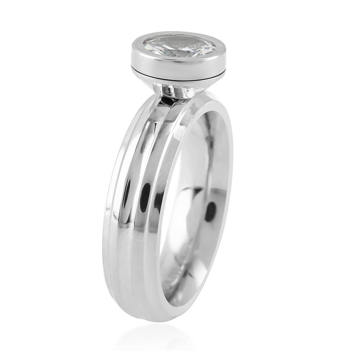 Simulated Multi Color Diamond Interchangeable Ring in Stainless Steel (Size 10.0) 5.00 ctw