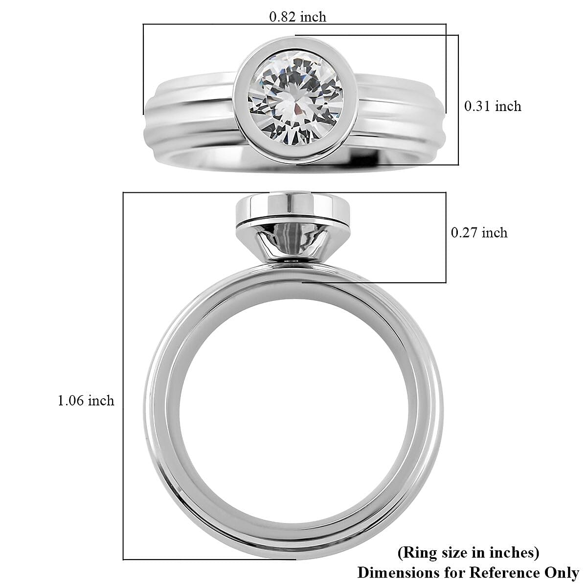 Simulated Multi Color Diamond Interchangeable Ring in Stainless Steel (Size 10.0) 5.00 ctw