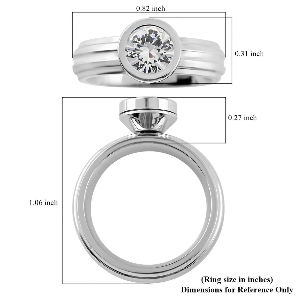 Simulated Multi Color Diamond Interchangeable Ring in Stainless Steel 5.00 ctw image number 5