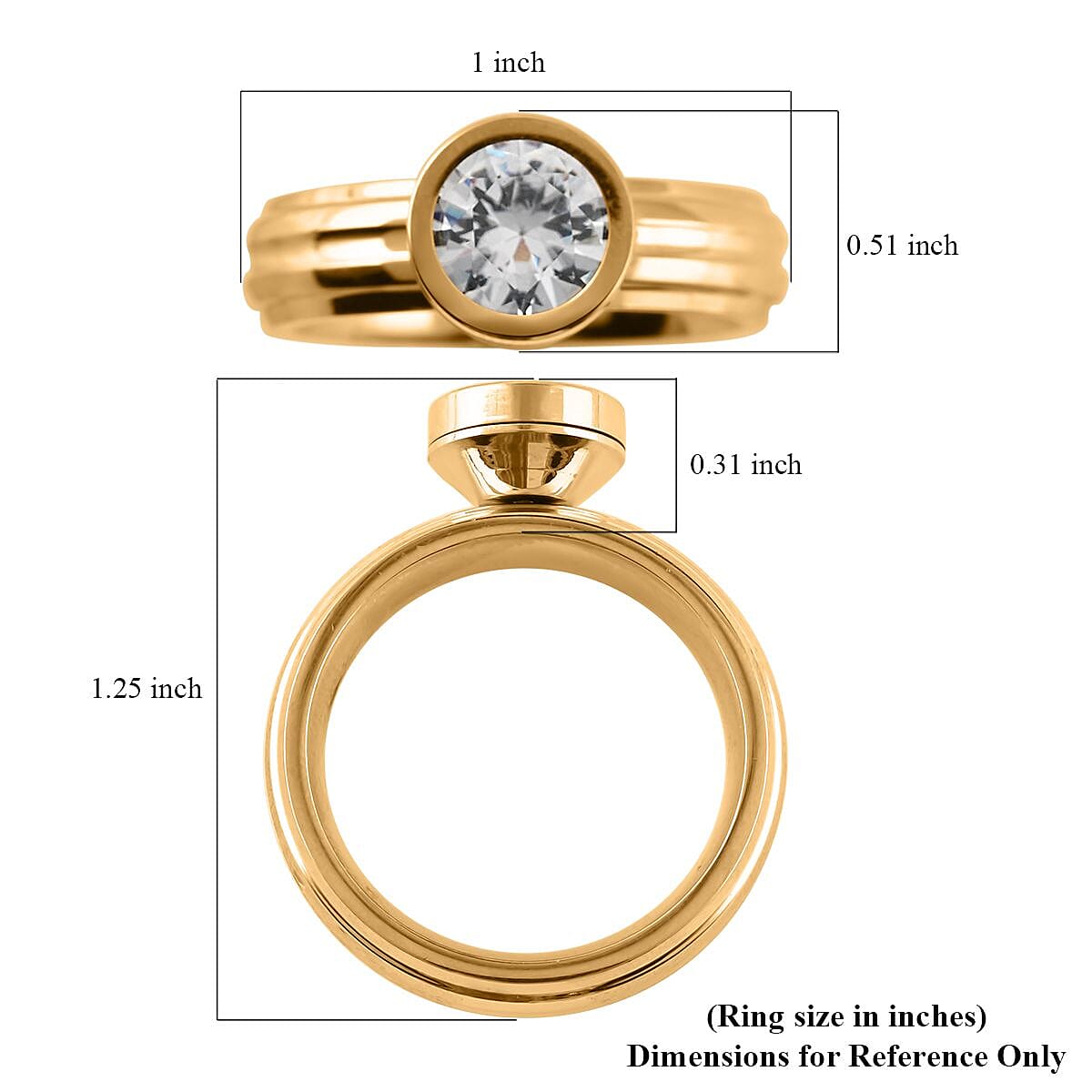 Simulated Multi Color Diamond Interchangeable Ring in ION Plated YG Stainless Steel (Size 11.0) 5.00 ctw image number 5