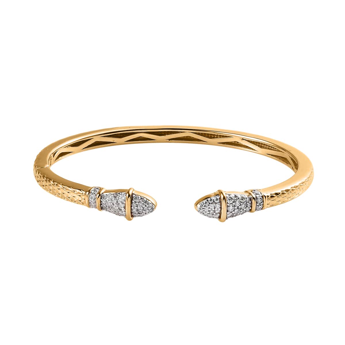Moissanite Snake Cuff Bangle in Vermeil Yellow Gold Over Sterling Silver (6.50 In) 0.45 ctw image number 0