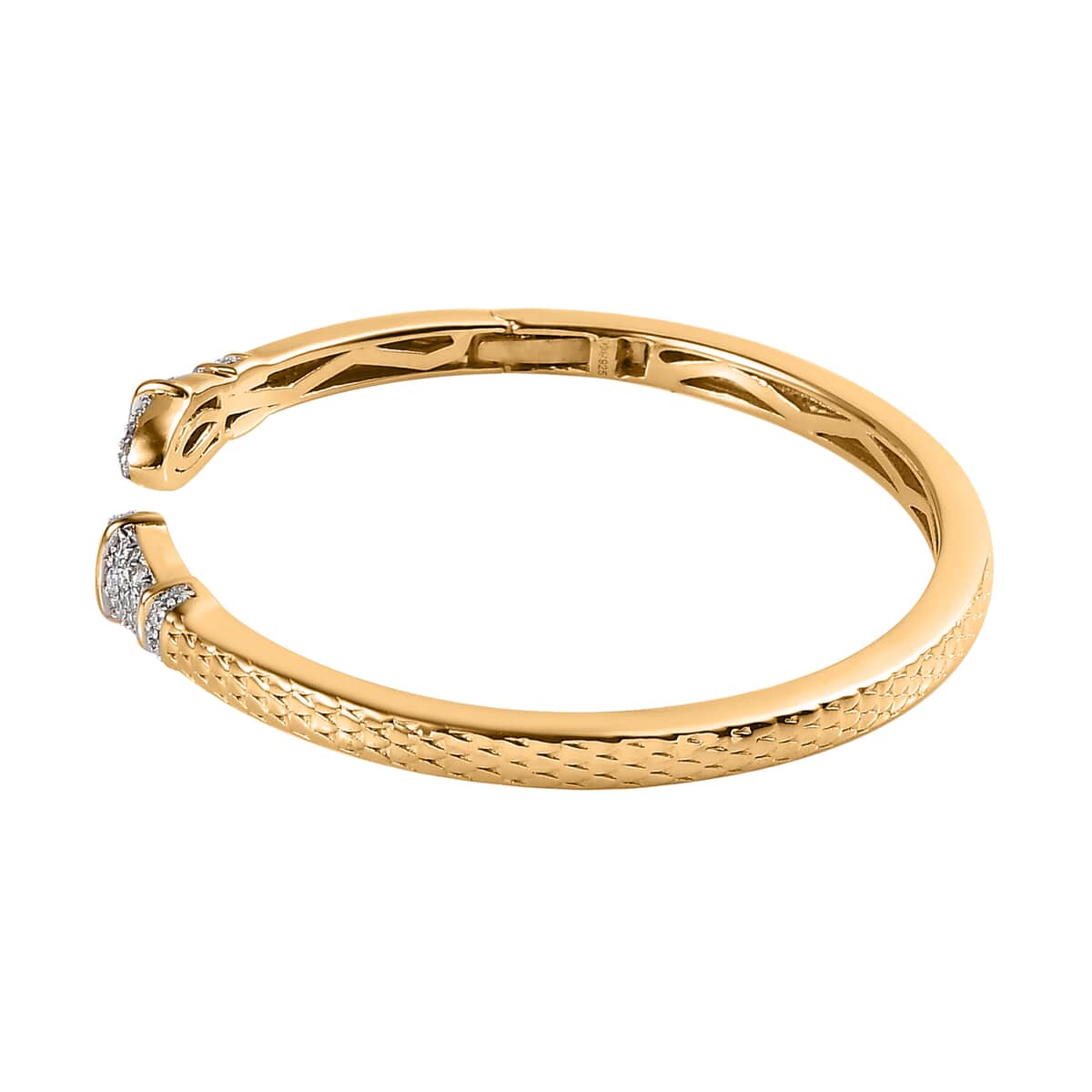 Moissanite Snake Cuff Bangle in Vermeil Yellow Gold Over Sterling Silver (6.50 In) 0.45 ctw image number 3