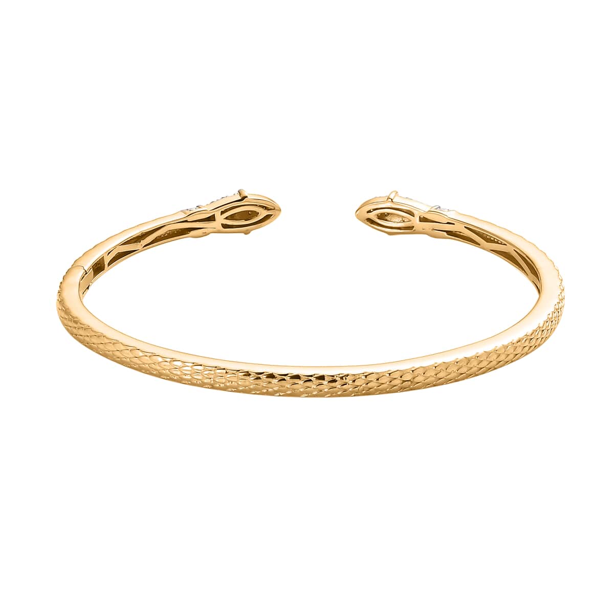 Buy Moissanite Snake Cuff Bangle in Vermeil Yellow Gold Over Sterling ...