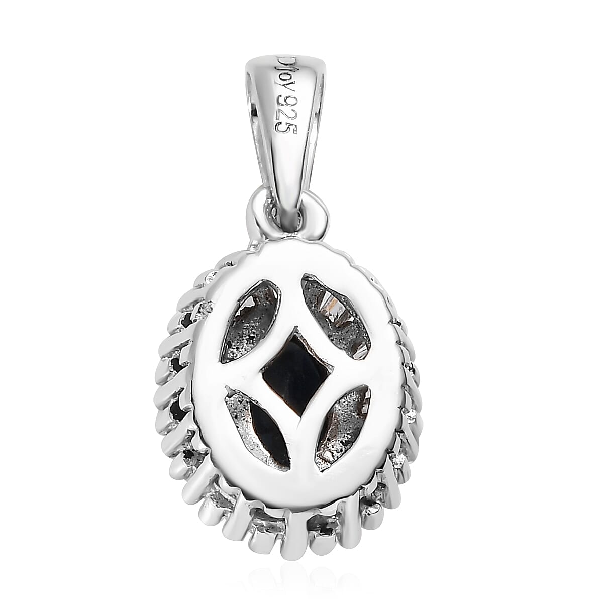 Monte Belo Indicolite and Diamond Halo Pendant in Platinum Over Sterling Silver 0.70 ctw image number 4