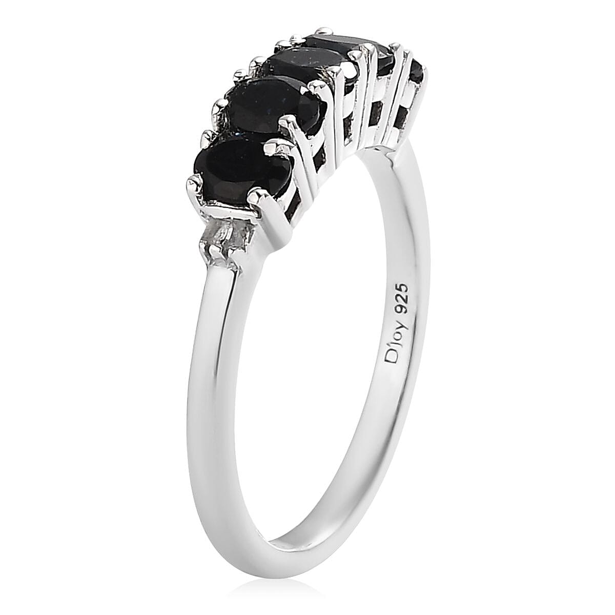 Premium Monte Belo Indicolite and Diamond 5 Stone Ring in Platinum Over Sterling Silver 0.90 ctw image number 3