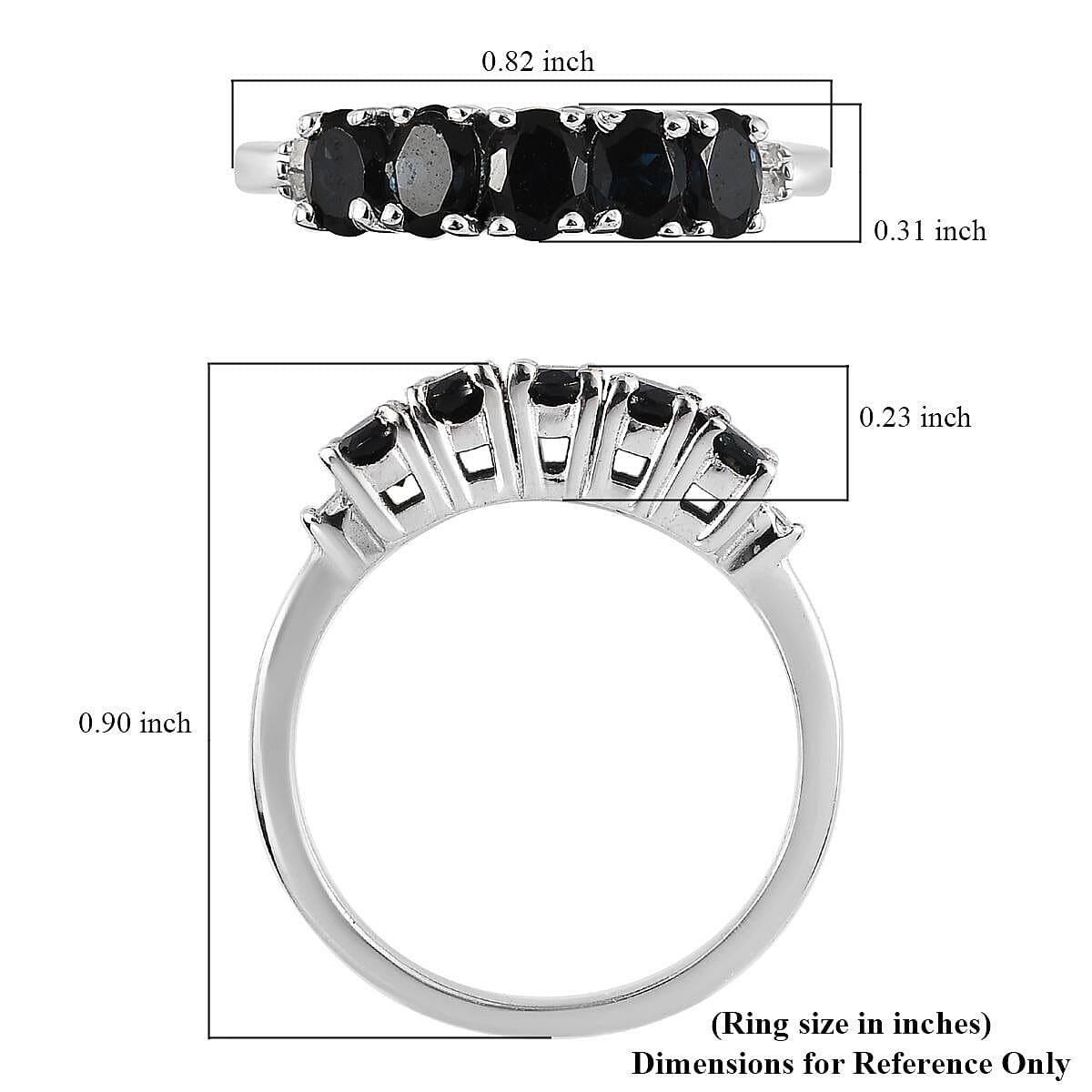 Premium Monte Belo Indicolite and Diamond 5 Stone Ring in Platinum Over Sterling Silver 0.90 ctw image number 5