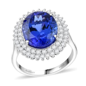 Certified & Appraised Rhapsody AAAA Tanzanite and E-F VS Diamond 5.50 ctw Ring in 950 Platinum (Size 6.0) 7.10 Grams