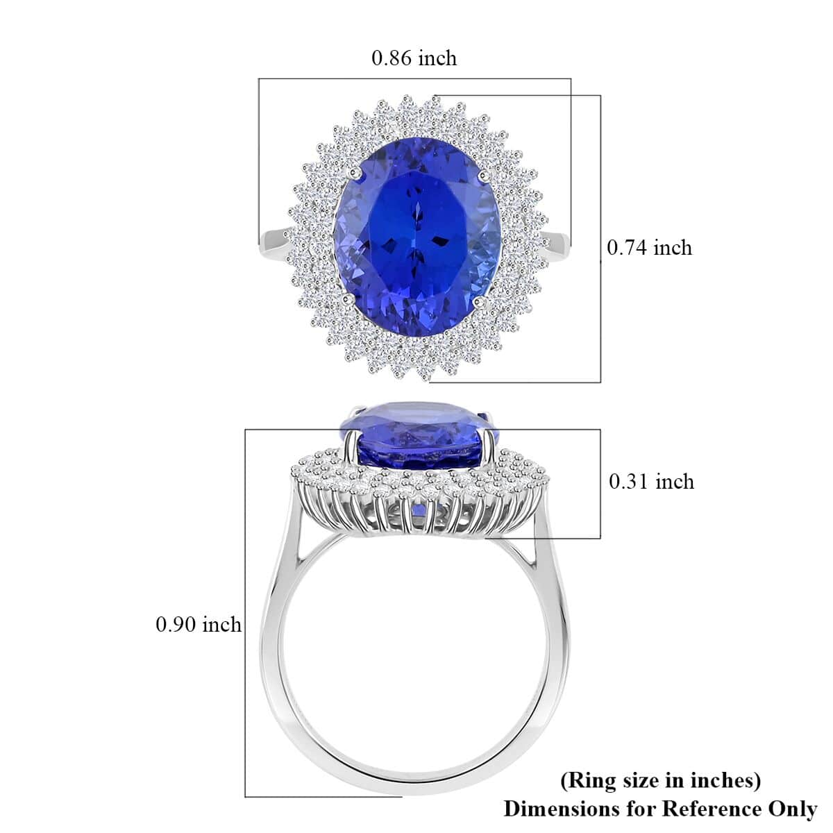 Certified & Appraised Rhapsody AAAA Tanzanite and E-F VS Diamond 5.50 ctw Ring in 950 Platinum (Size 6.0) 7.10 Grams image number 5