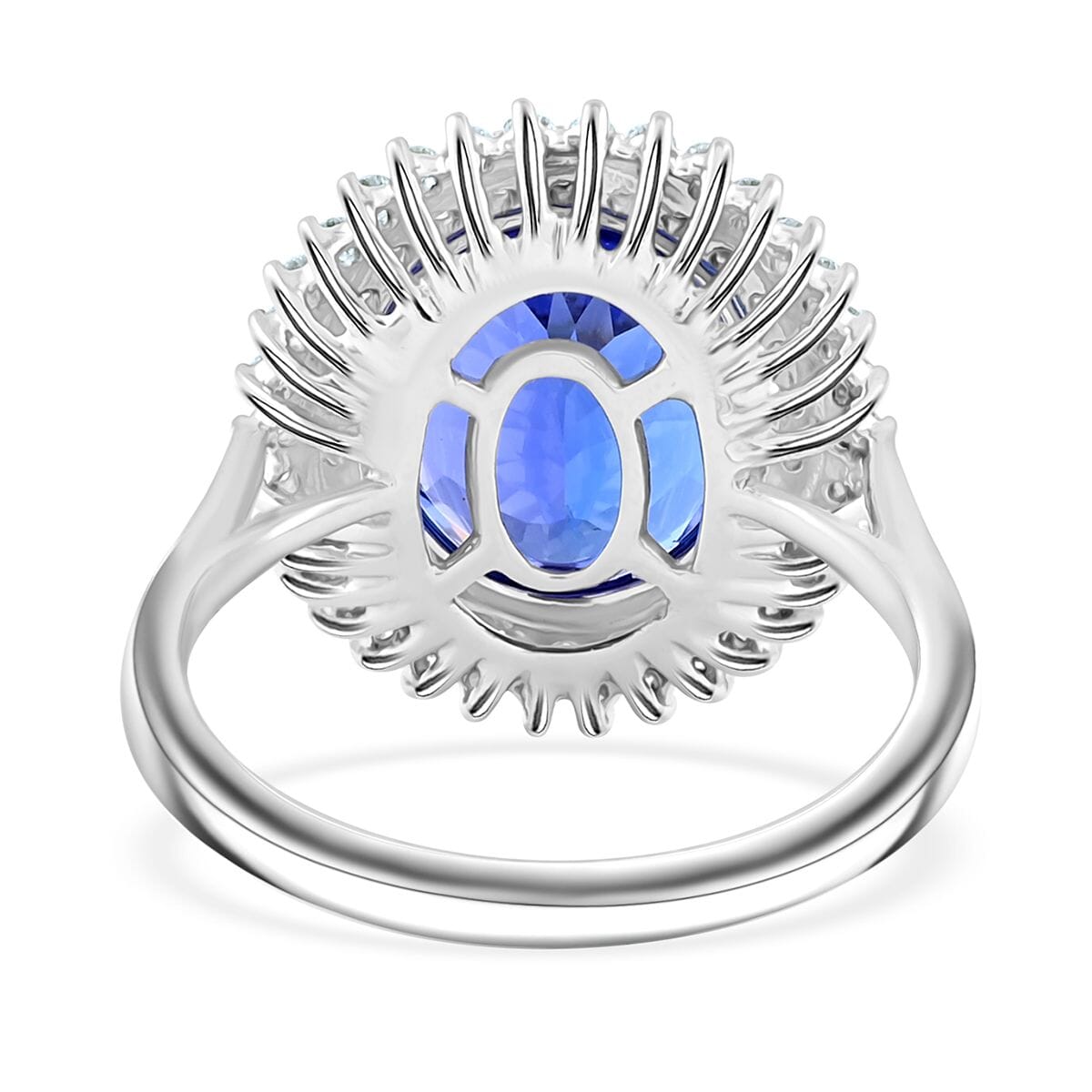 Certified & Appraised Rhapsody AAAA Tanzanite and E-F VS Diamond 5.50 ctw Ring in 950 Platinum (Size 7.0) 7.10 Grams image number 4