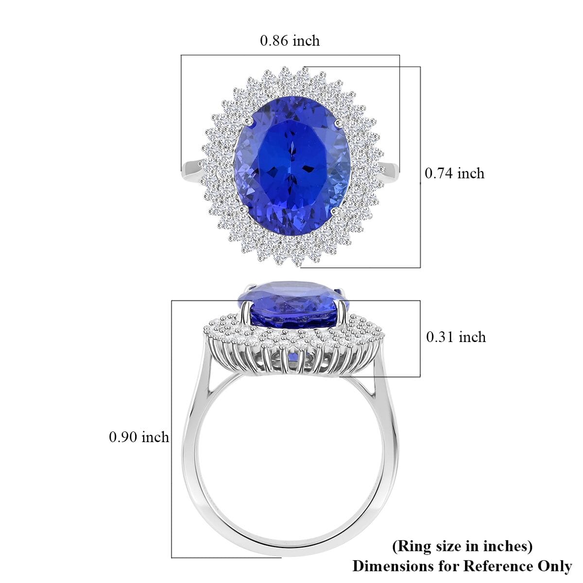Certified & Appraised Rhapsody AAAA Tanzanite and E-F VS Diamond 5.50 ctw Ring in 950 Platinum (Size 7.0) 7.10 Grams image number 5