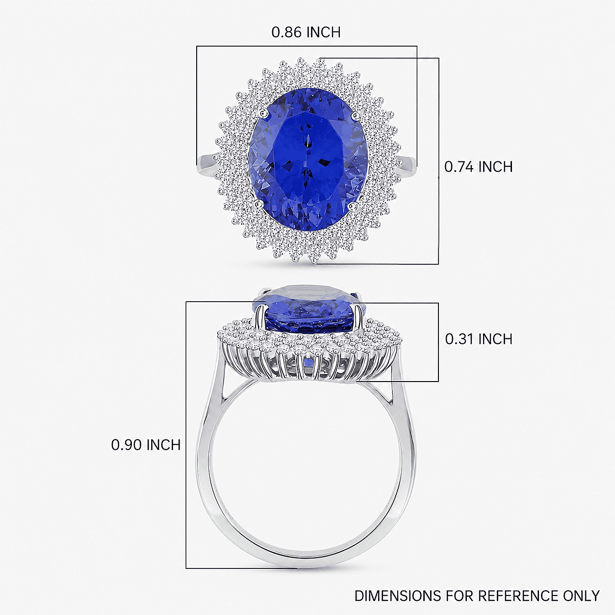 Rhapsody AAAA Tanzanite and E-F VS Diamond 5.50 ctw Ring in 950 Platinum (Size 7.0) 7.10 Grams