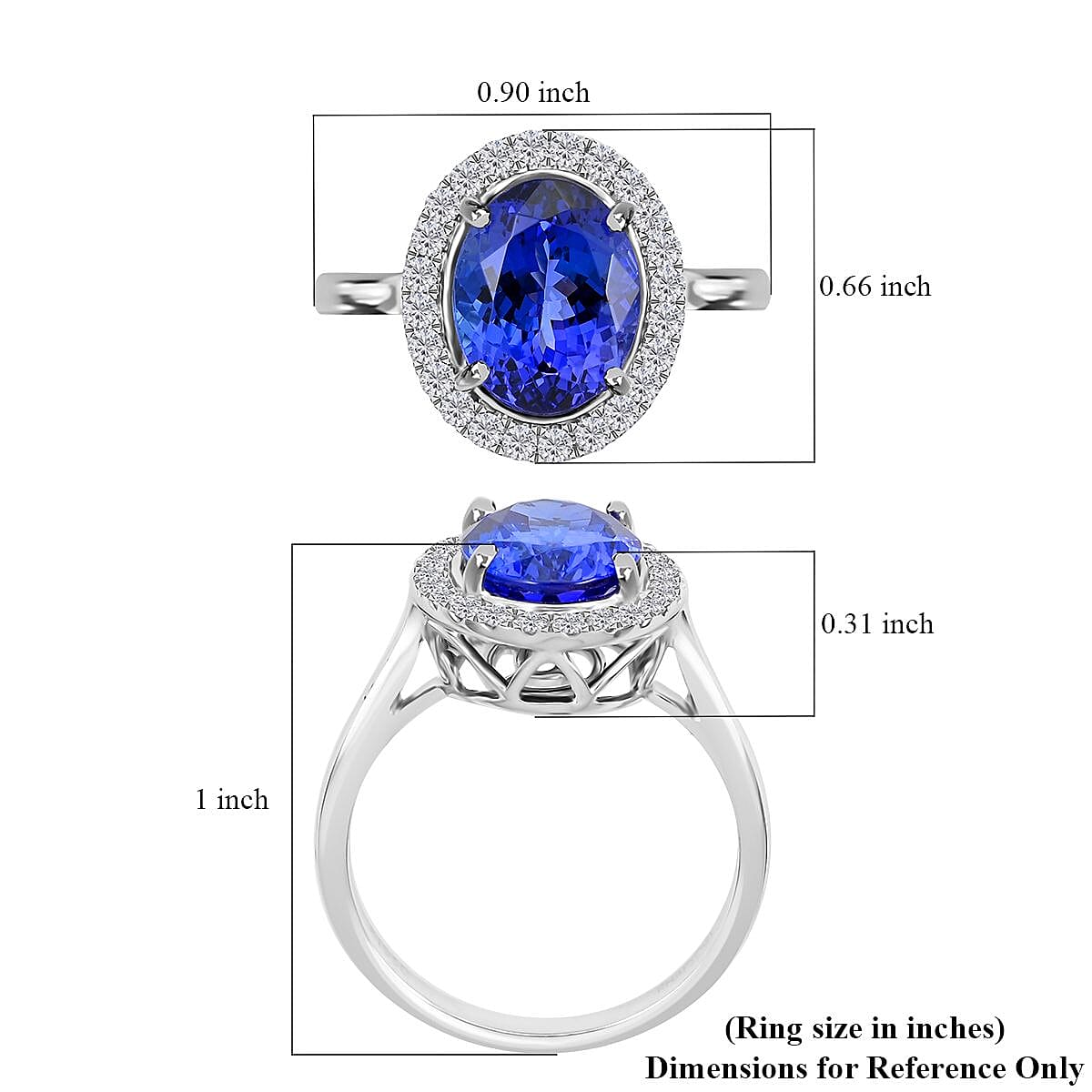 Certified & Appraised Rhapsody 950 Platinum AAAA Tanzanite and E-F VS Diamond Halo Ring (Size 10.0) 6.40 Grams 3.00 ctw (Del. in 10-15 Days) 