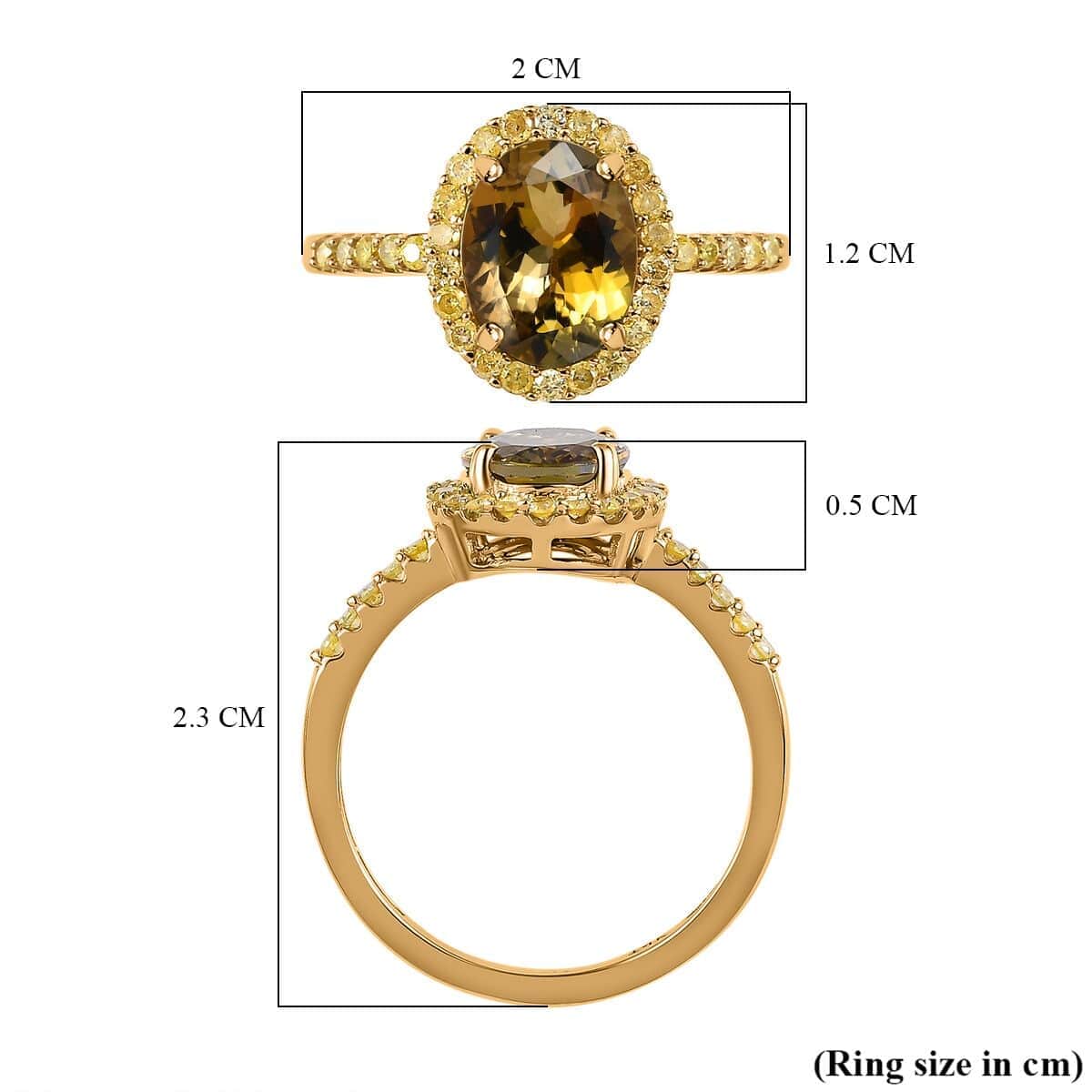 Luxoro 14K Yellow Gold Premium Golden Tanzanite and I3 Natural Yellow Diamond Halo Ring 2.25 ctw (Del. in 7-10 Days) image number 5