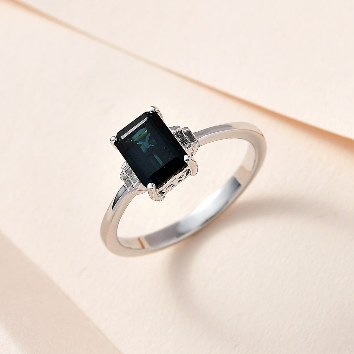 Luxoro 10K White Gold Premium Monte Belo Indicolite and G-H I3 Diamond Ring 1.80 ctw image number 1
