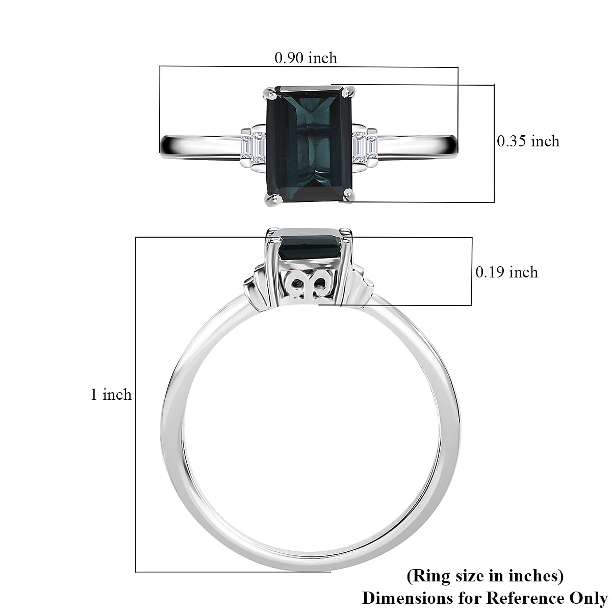 Luxoro 10K White Gold Premium Monte Belo Indicolite and G-H I3 Diamond Ring 1.80 ctw image number 5