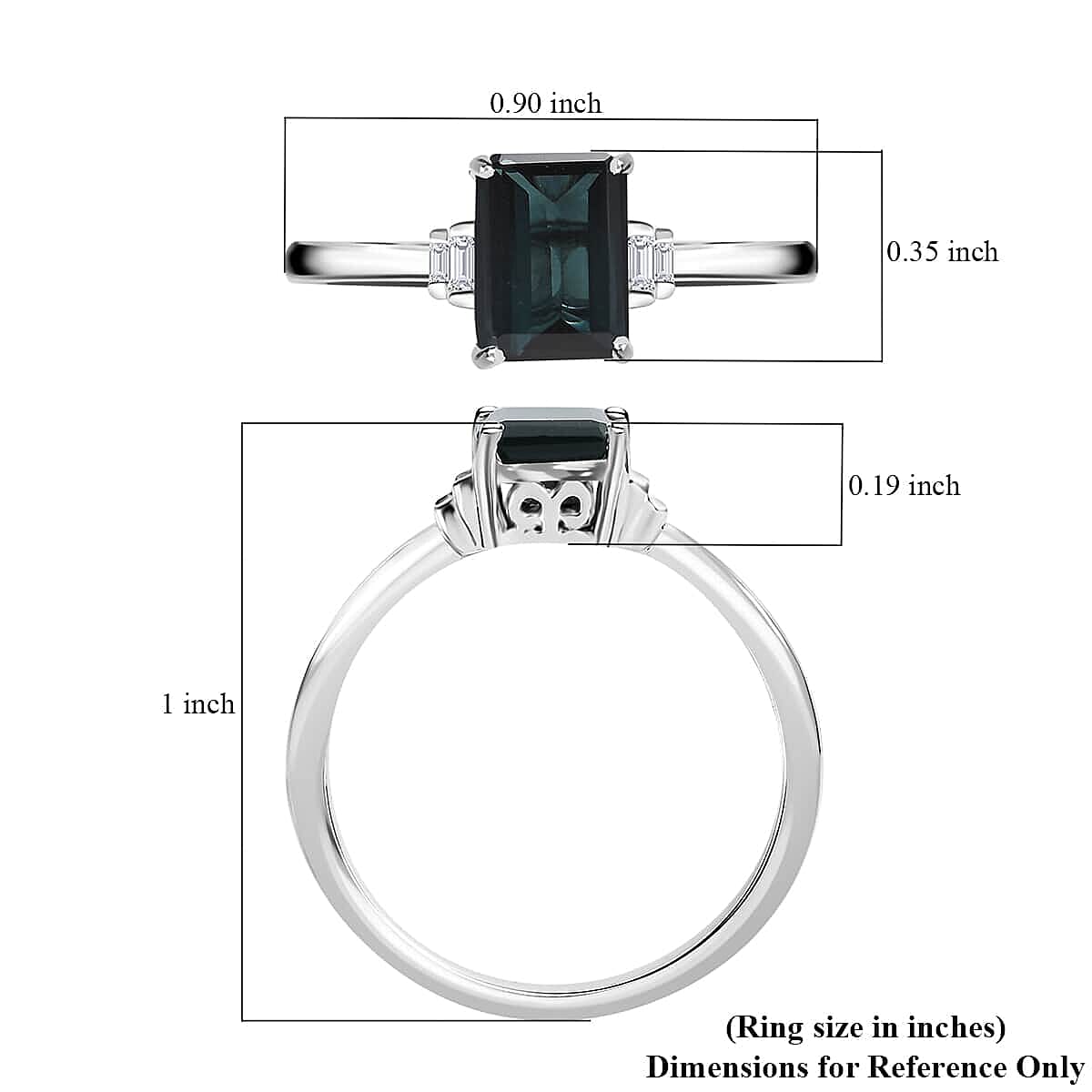 Luxoro 10K White Gold Premium Monte Belo Indicolite and G-H I3 Diamond Ring (Size 8.0) 1.80 ctw image number 5