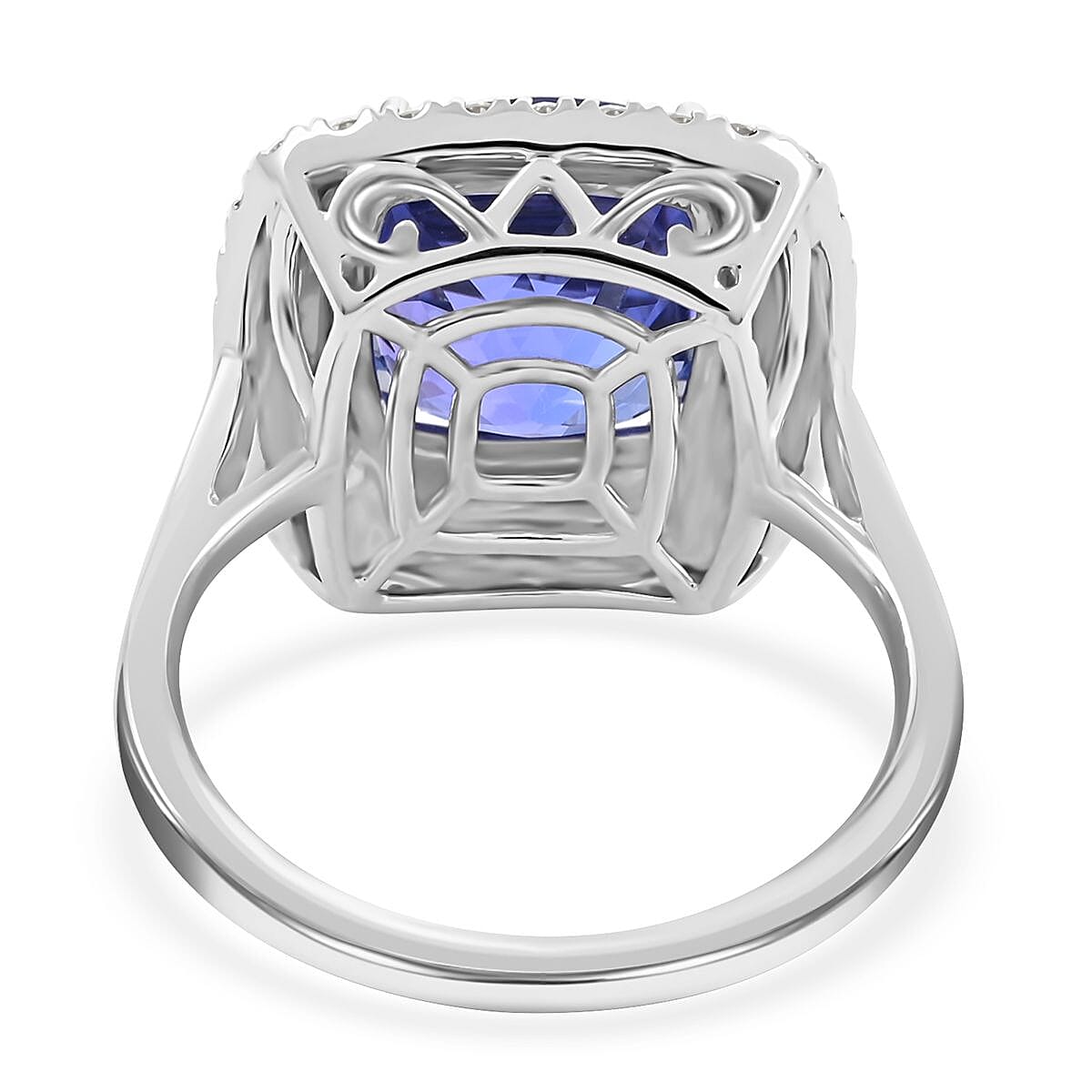 Certified & Appraised Rhapsody 950 Platinum AAAA Tanzanite and E-F VS Diamond Double Halo Ring (Size 10.0) 9.10 Grams 7.75 ctw