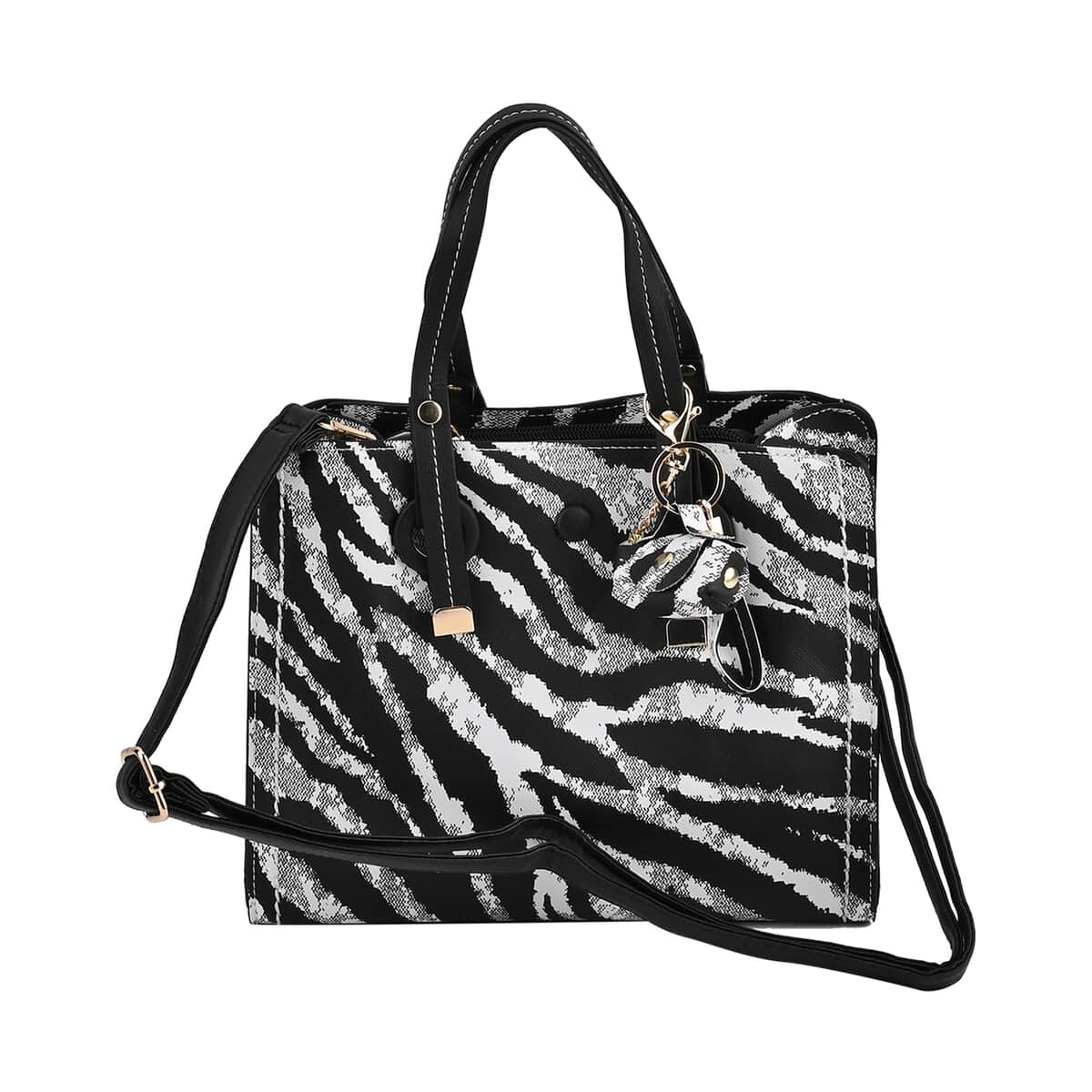 Black and White Zebra Stripe Faux Leather Set of 2 Crossbody Bag image number 0