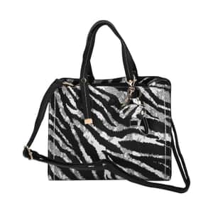 Black and White Zebra Stripe Faux Leather Set of 2 Crossbody Bag