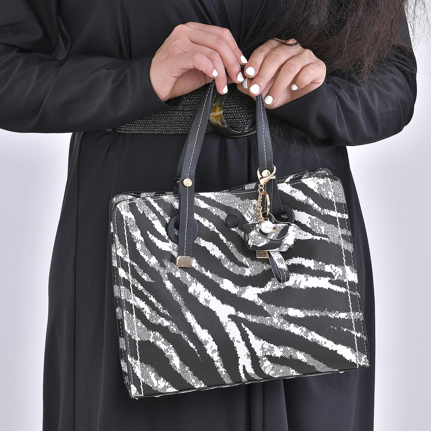 Black and White Zebra Stripe Faux Leather Set of 2 Crossbody Bag