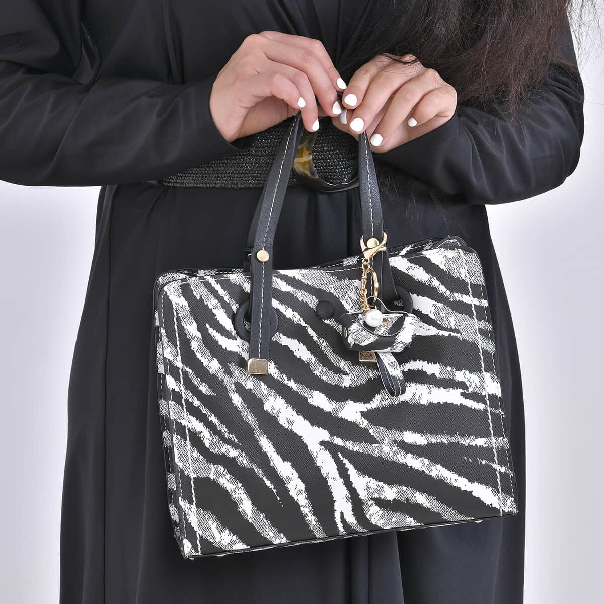 Black and White Zebra Stripe Faux Leather Set of 2 Crossbody Bag image number 2