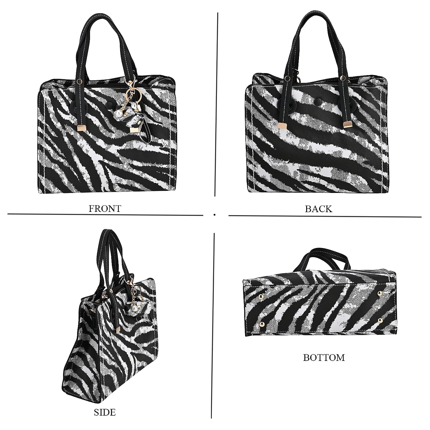 Black and White Zebra Stripe Faux Leather Set of 2 Crossbody Bag
