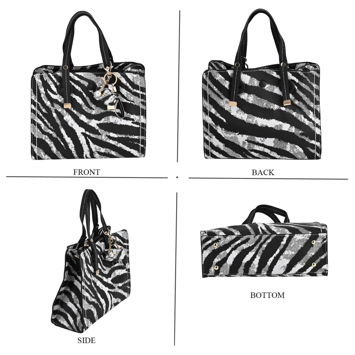 Black and White Zebra Stripe Faux Leather Set of 2 Crossbody Bag image number 3