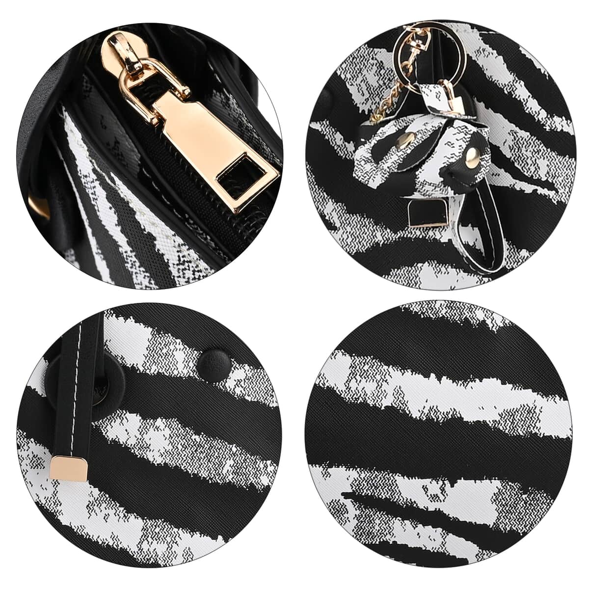 Black and White Zebra Stripe Faux Leather Set of 2 Crossbody Bag image number 5