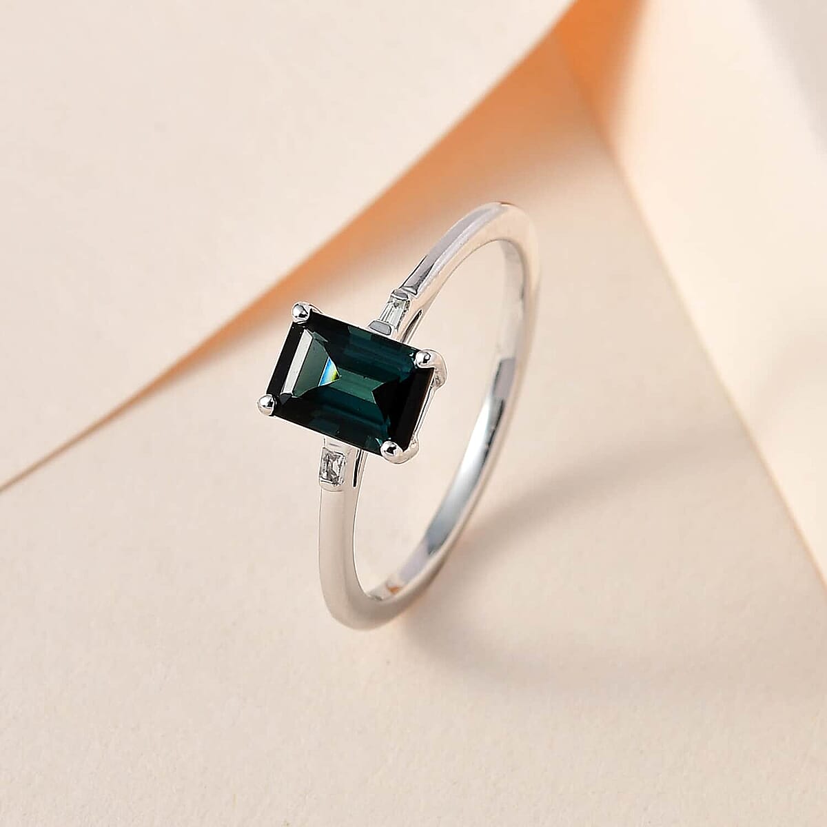 Luxoro 10K White Gold Premium Monte Belo Indicolite and G-H I3 Diamond Ring (Size 7.0) 1.00 ctw image number 1
