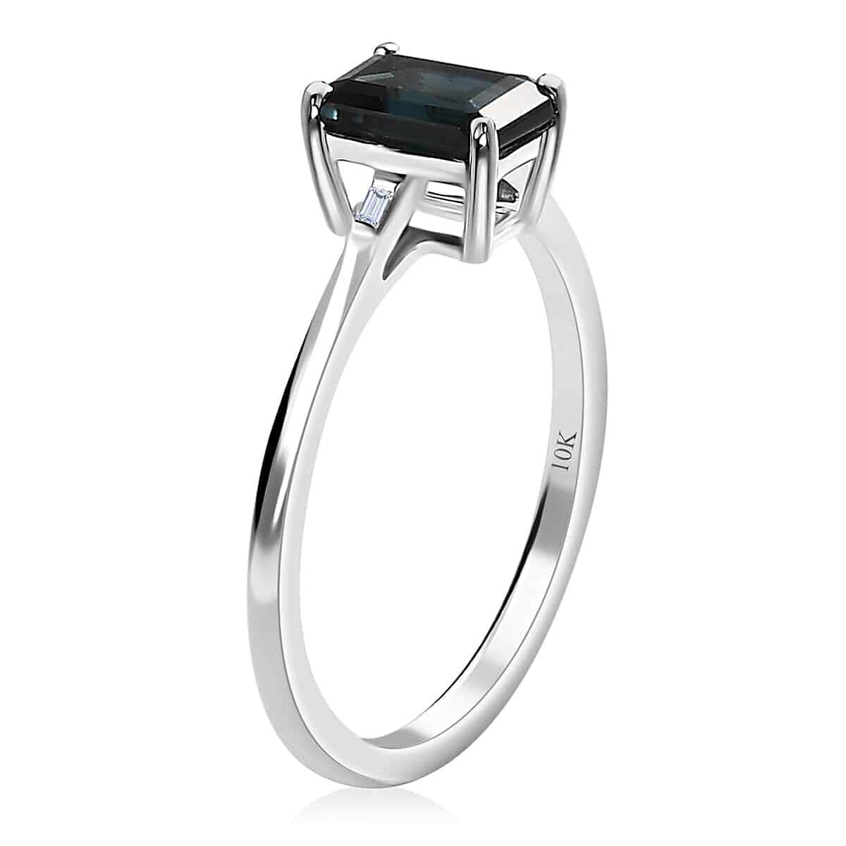 Luxoro 10K White Gold Premium Monte Belo Indicolite and G-H I3 Diamond Ring (Size 7.0) 1.00 ctw image number 3