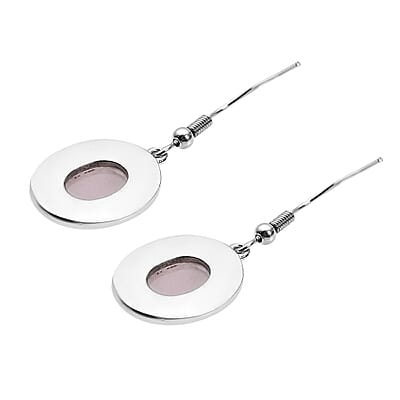 Galilea Rose Quartz and Austrian Crystal Dangle Earrings in Stainless Steel 4.50 ctw