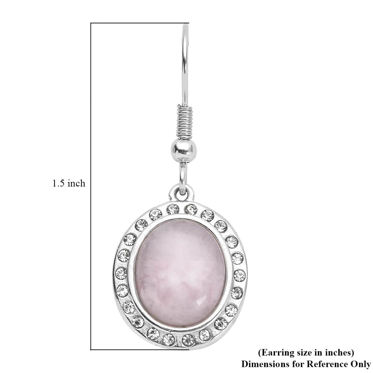 Galilea Rose Quartz (Ovl 12x10 mm), Austrian Crystal Dangle Earrings in Stainless Steel 4.50 ctw image number 4