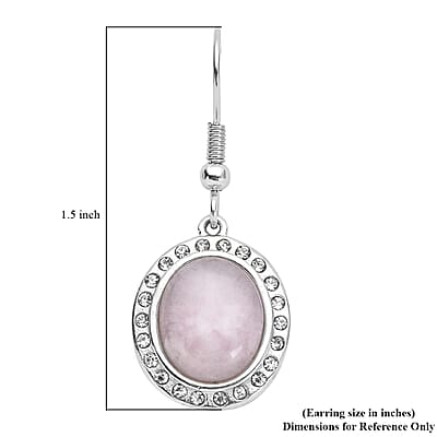 Galilea Rose Quartz and Austrian Crystal Dangle Earrings in Stainless Steel 4.50 ctw