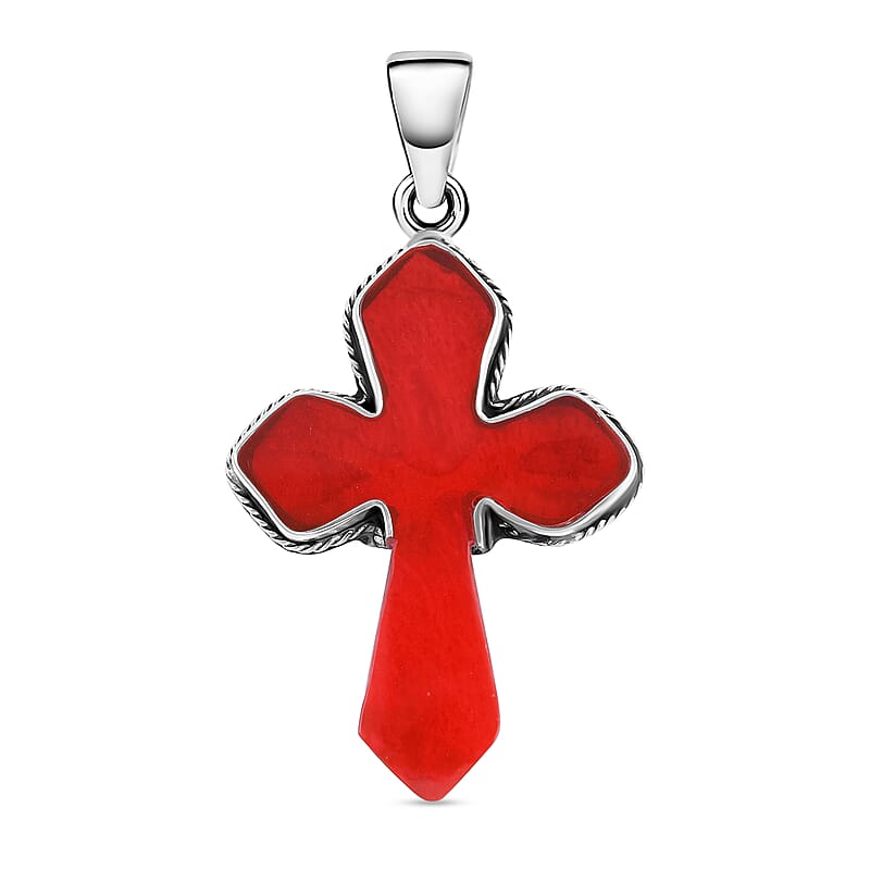 Sponge Coral Cross Pendant in Sterling Silver