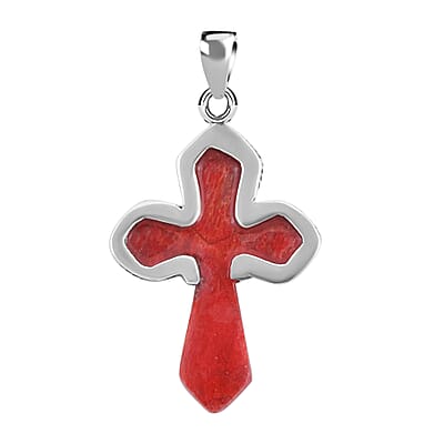 Sponge Coral Cross Pendant in Sterling Silver