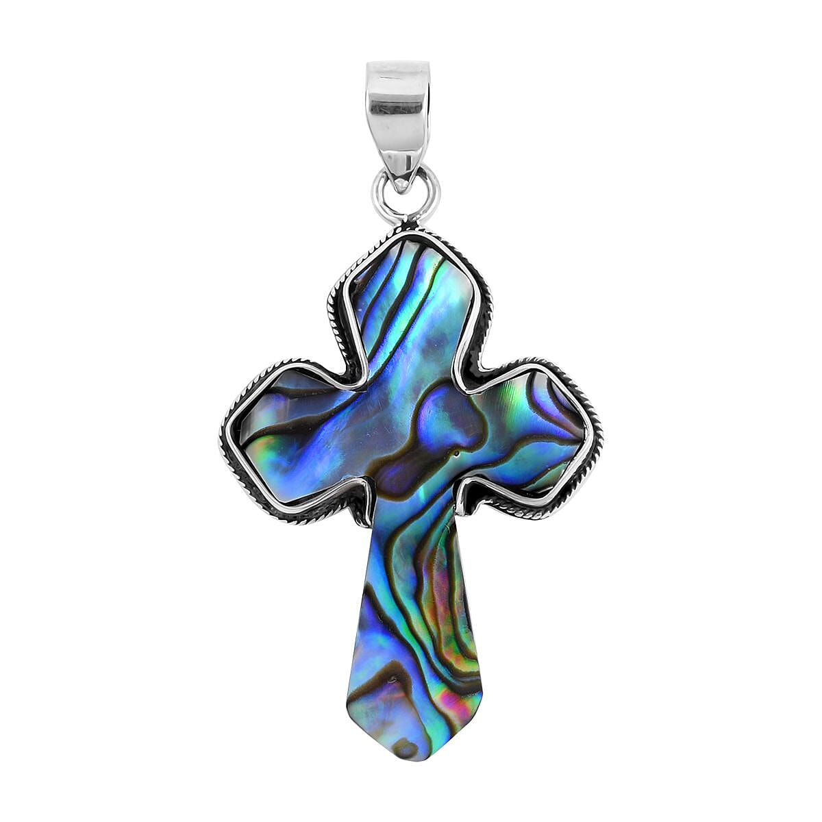 Abalone Shell Cross Pendant in Sterling Silver