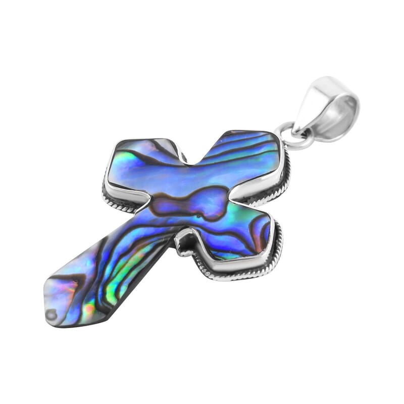 Abalone Shell Cross Pendant in Sterling Silver