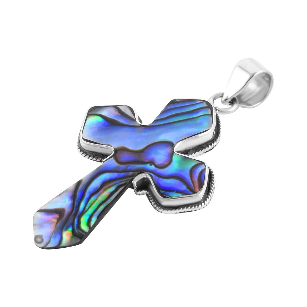 Abalone Shell Cross Pendant in Sterling Silver image number 4