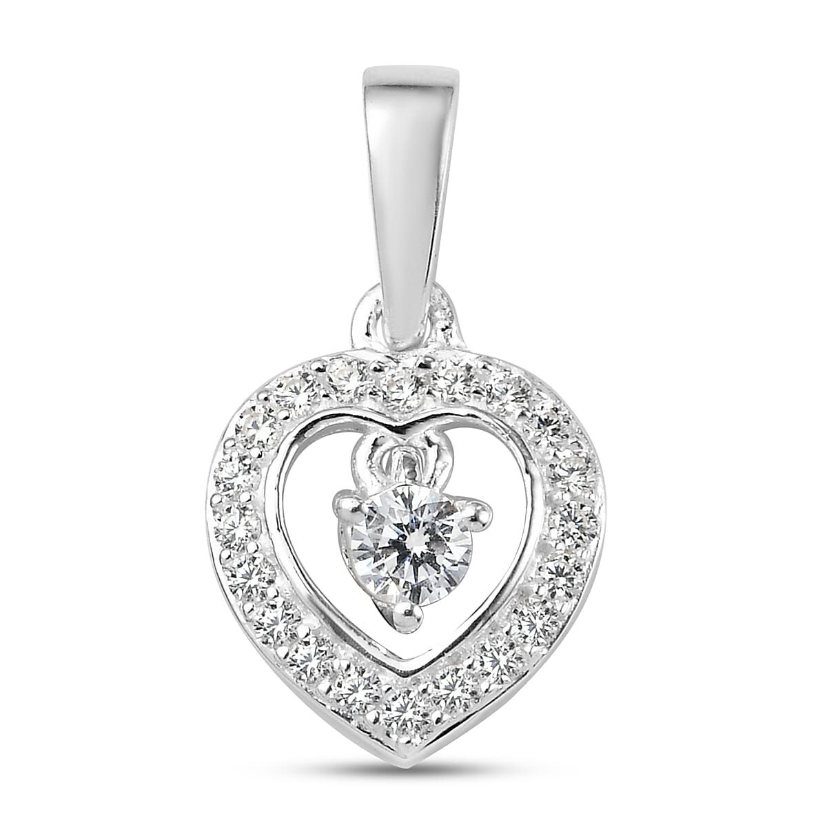 Simulated Diamond Heart Pendant in Sterling Silver 0.40 ctw