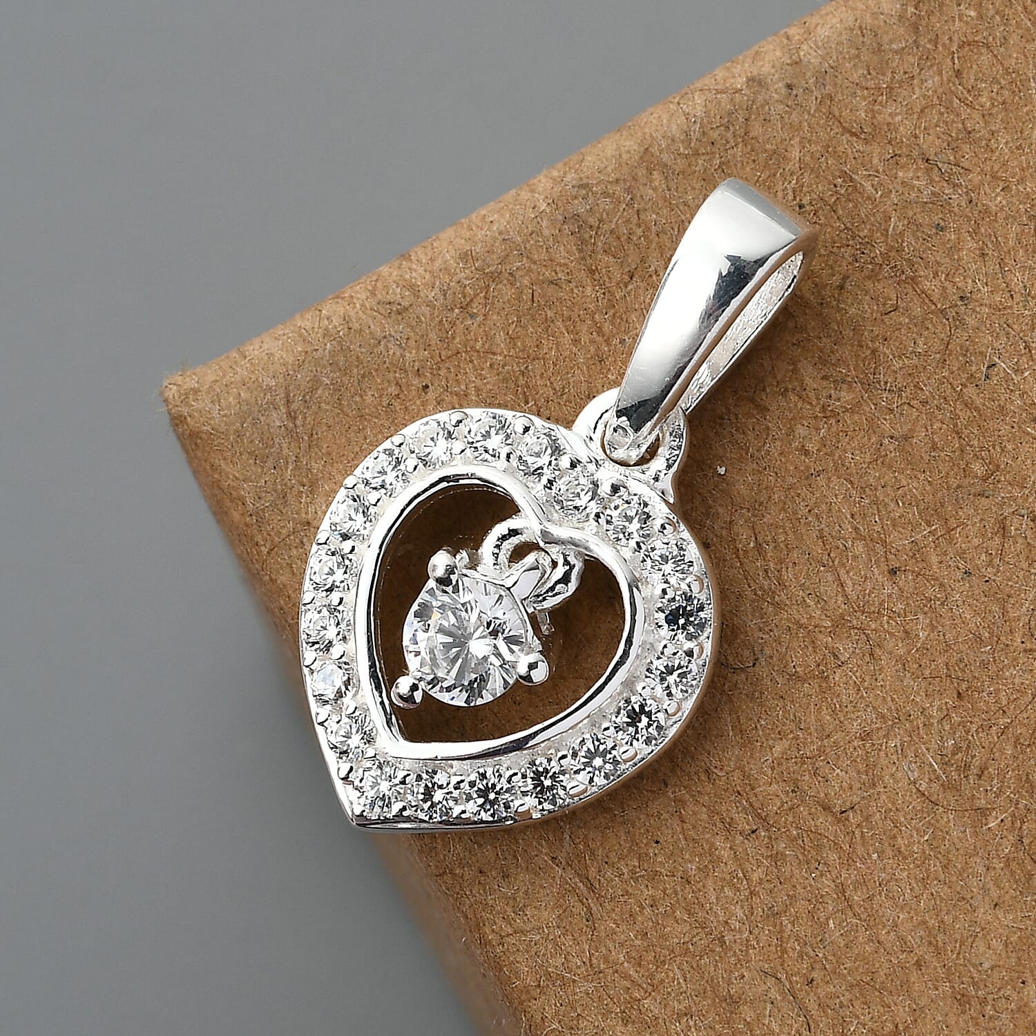 Simulated Diamond Heart Pendant in Sterling Silver 0.40 ctw