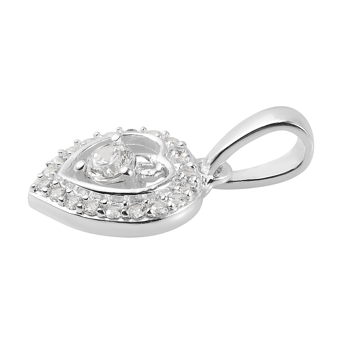 Simulated Diamond Heart Pendant in Sterling Silver 0.40 ctw