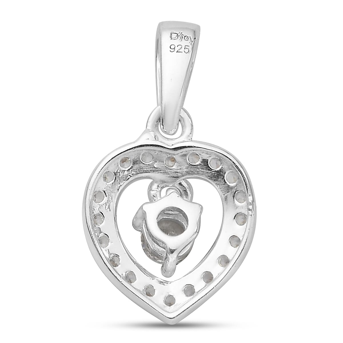 Simulated Diamond Heart Pendant in Sterling Silver 0.40 ctw
