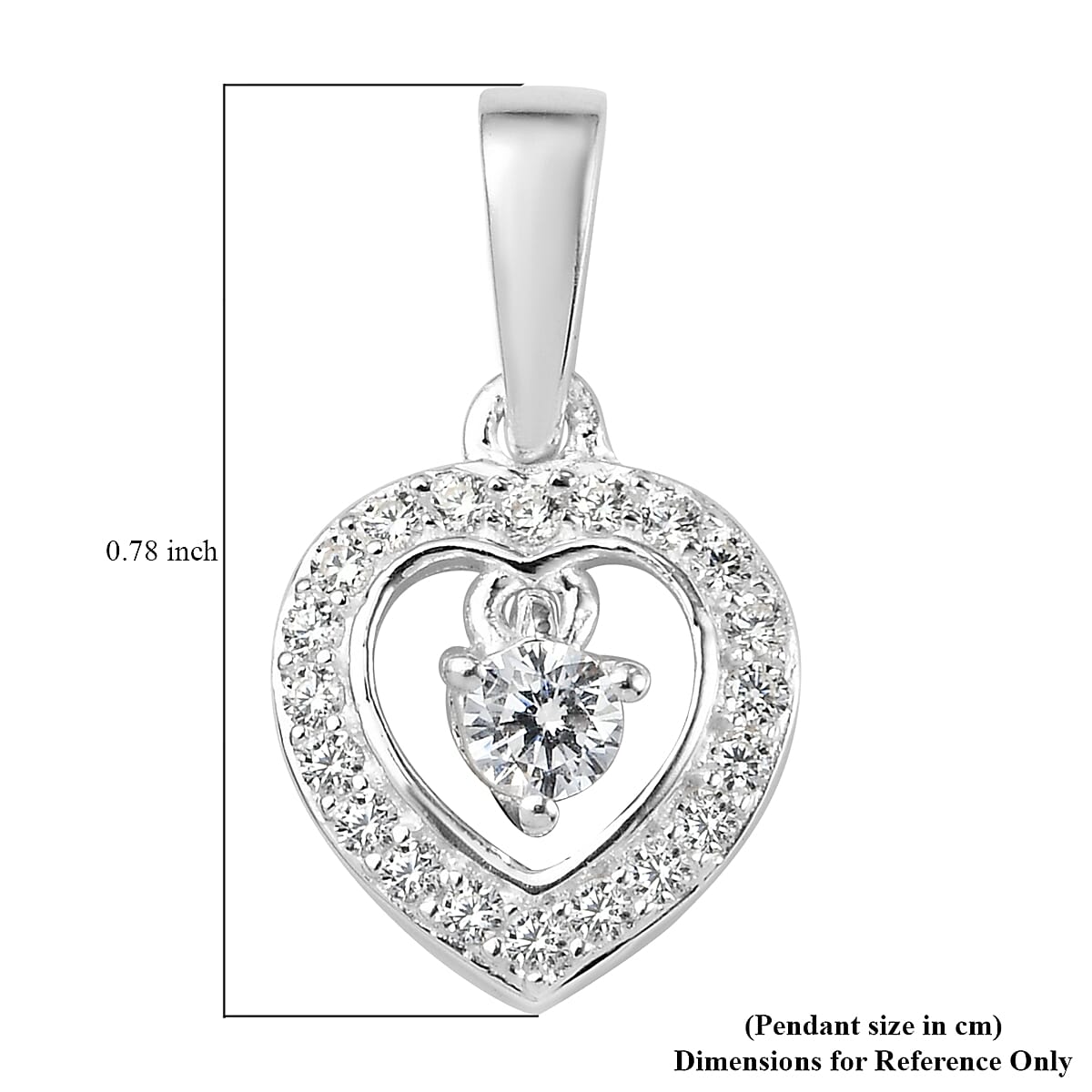 Simulated Diamond Heart Pendant in Sterling Silver 0.40 ctw
