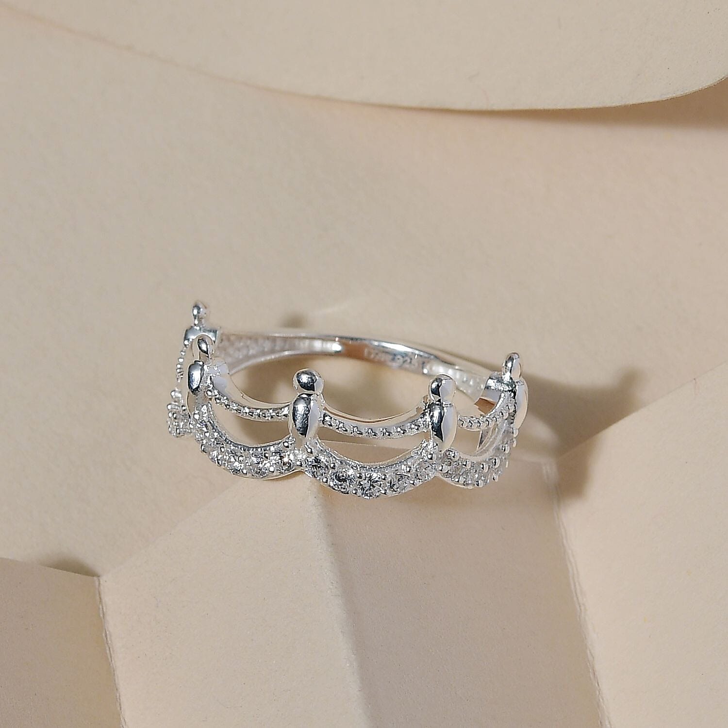 Simulated Diamond Half Eternity Band Ring in Sterling Silver (Size 10.0) 0.40 ctw