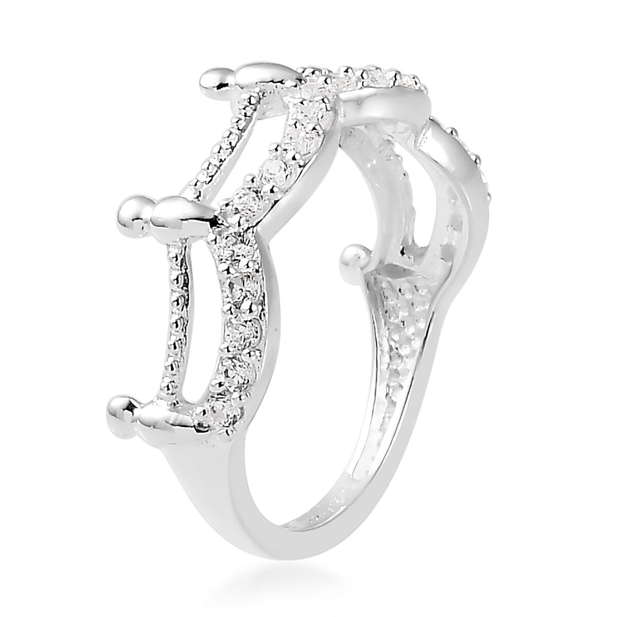 Simulated Diamond Half Eternity Band Ring in Sterling Silver (Size 10.0) 0.40 ctw