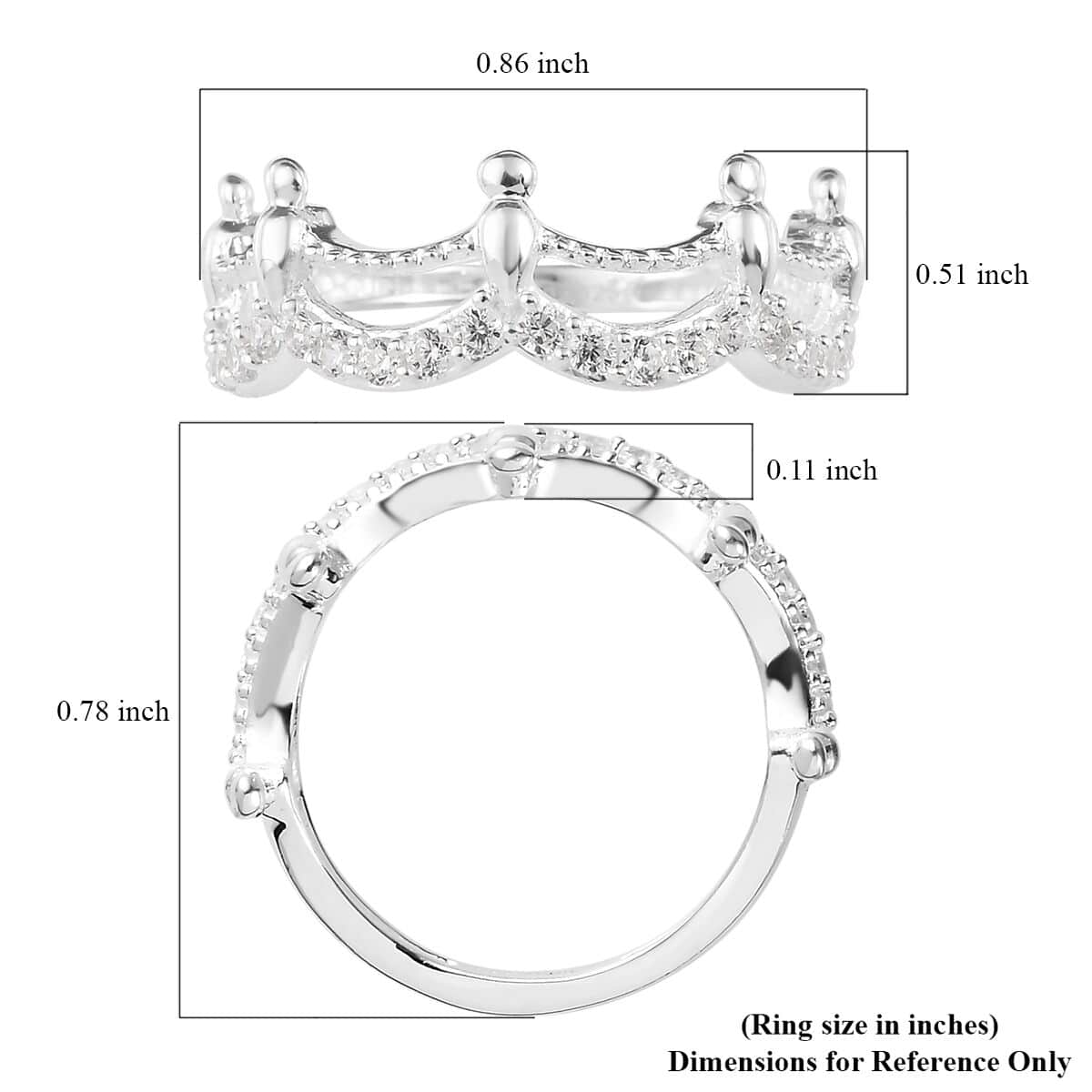 Simulated Diamond Half Eternity Band Ring in Sterling Silver (Size 10.0) 0.40 ctw image number 5