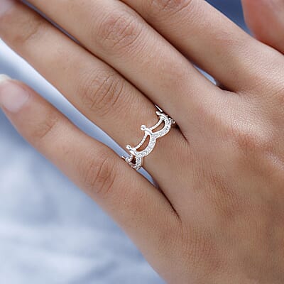 Simulated Diamond Half Eternity Band Ring in Sterling Silver (Size 5.0) 0.40 ctw