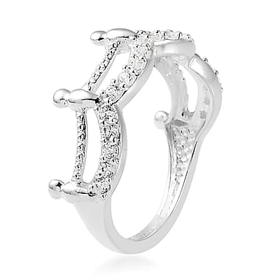 Simulated Diamond Half Eternity Band Ring in Sterling Silver (Size 5.0) 0.40 ctw