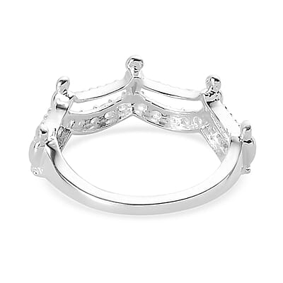 Simulated Diamond Half Eternity Band Ring in Sterling Silver (Size 5.0) 0.40 ctw