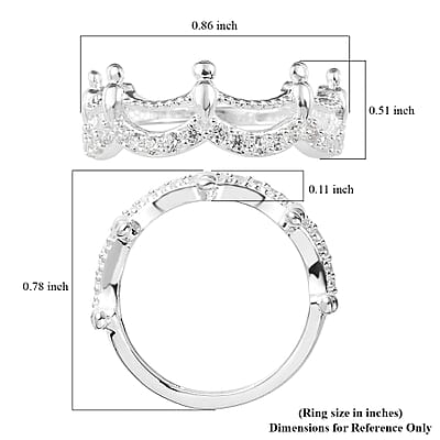Simulated Diamond Half Eternity Band Ring in Sterling Silver (Size 5.0) 0.40 ctw